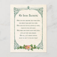 Vintage Irish Blessing w/Shamrocks & Rustic Frame