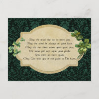 Vintage Irish Blessing with Shamrocks