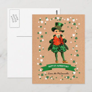 Vintage Irish Boy Custom Name St. Patrick's Day Postcard