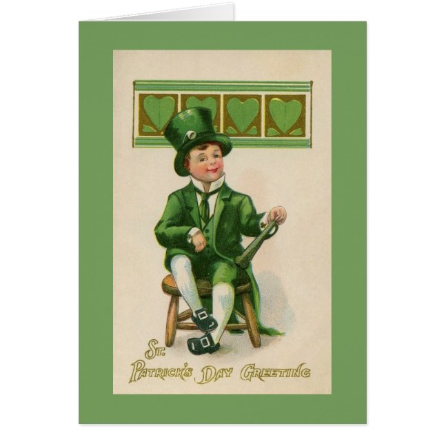 Vintage Irish Boy St. Patrick's Day Card (Front)