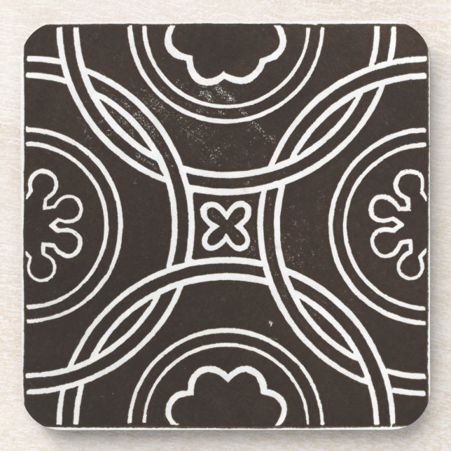 Vintage Irish Celtic Art Design Black Coaster (Front)