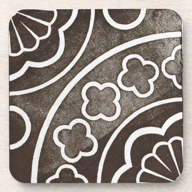 Vintage Irish Celtic Art Design Black Coaster (Front)