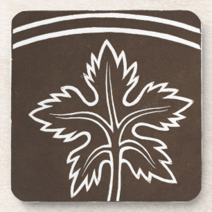 Vintage Irish Celtic Art Design Black Leaf Coaster