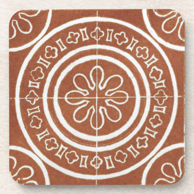 Vintage Irish Celtic Art Design Red Coaster (Front)