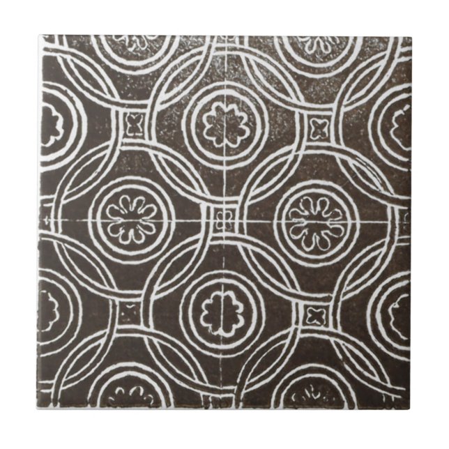 Vintage Irish Ceramic Art Design Black Tile (Front)