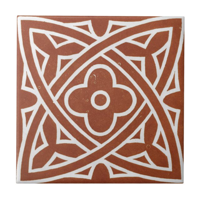 Vintage Irish Ceramic Art Design Red Celtic Tile (Front)