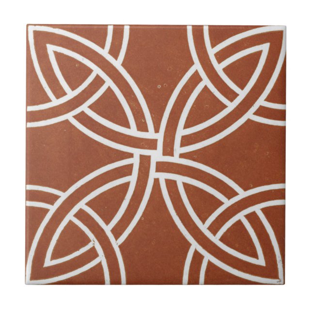 Vintage Irish Ceramic Art Design Red Celtic Tile (Front)