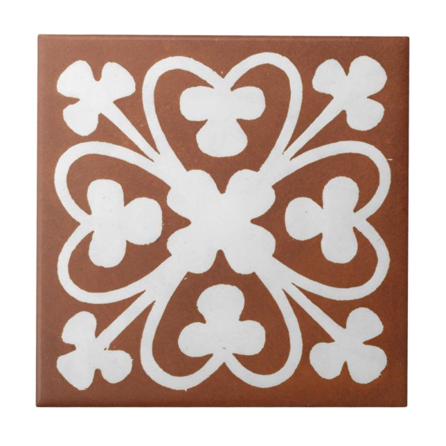 Vintage Irish Ceramic Art Design Red Clover Tile (Front)