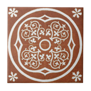 Vintage Irish Ceramic Art Design Red Tile