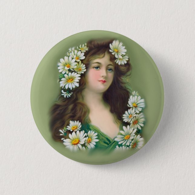 Vintage Irish Colleen 2 Inch Round Button (Front)
