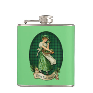 Vintage Irish Colleen Hip Flask