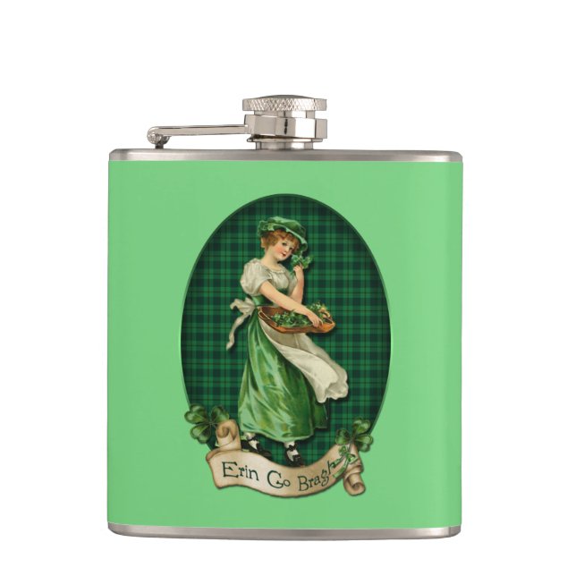 Vintage Irish Colleen Hip Flask (Front)