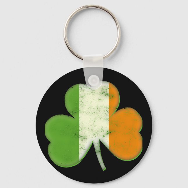 Vintage Irish Flag Shamrock Keychain (Front)