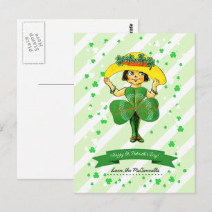 Vintage Irish Girl Custom Name St. Patrick's Day  Postcard