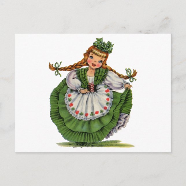 Vintage Irish Girl Traditional Dress Postcard (Front)