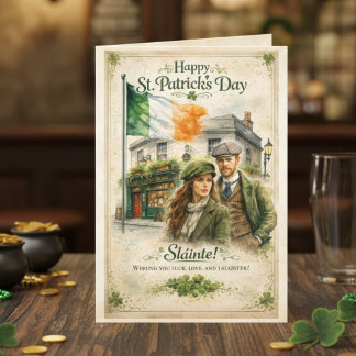 Vintage Irish Pub | Irish Flag | St. Patrick's Day Card