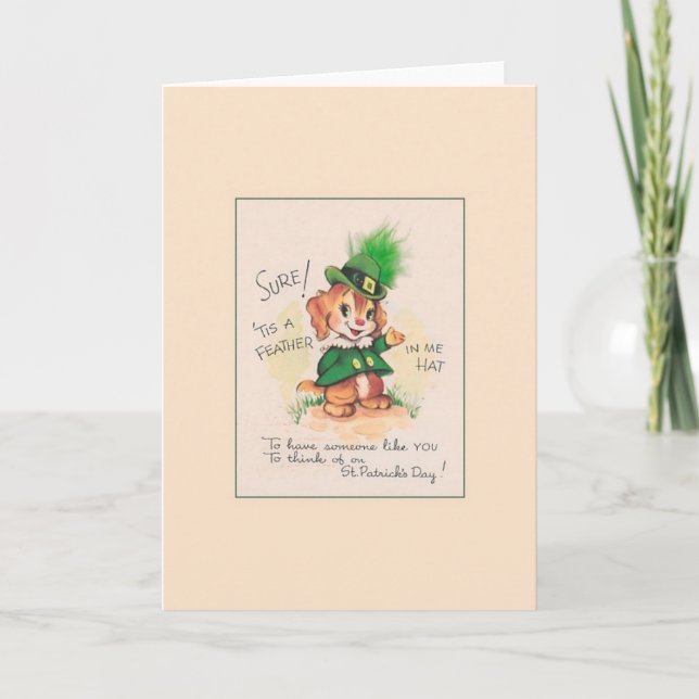 Vintage Irish Puppy St. Patrick's Day Card (Front)