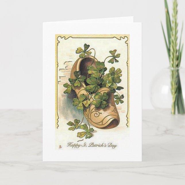 Vintage Irish Shamrock Shoe St. Patrick's Day Card (Front)