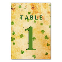 Vintage Irish Shamrocks Table card