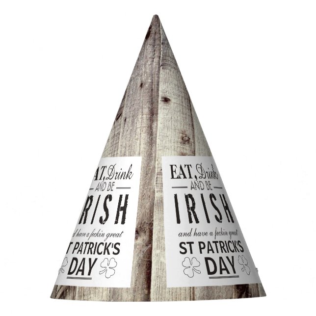 Vintage Irish Wood St Patrick's Day Party Hat (Front)