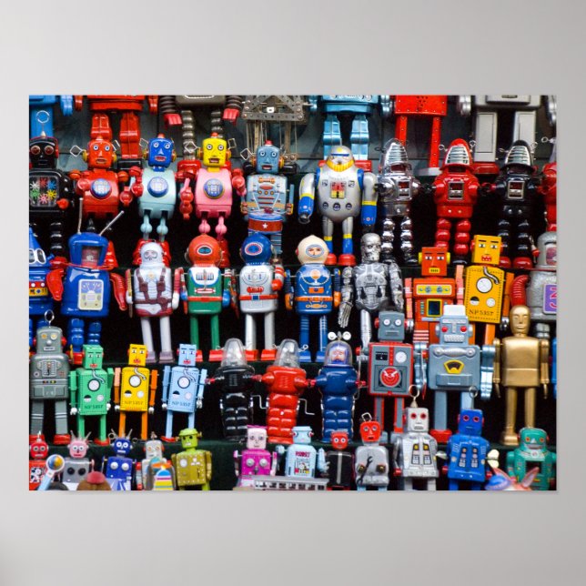 Vintage iron tin toy robot collection poster (Front)