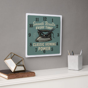 Vintage Ironing Retro Humour Square Wall Clock