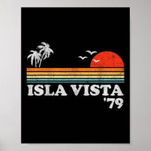 Vintage Isla Vista Beach California Retro Surfing Poster