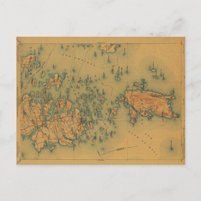 Vintage Isle au Haut, Maine Map Postcard (Front)