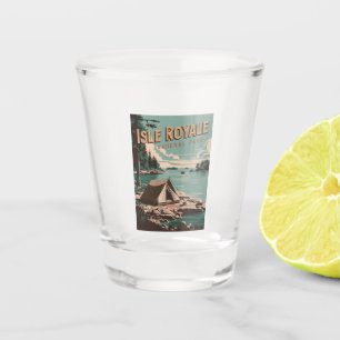 Vintage Isle Royale National Park Camping Shot Glass