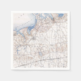 Vintage Islip Brookhaven Long Island New York Map Napkin