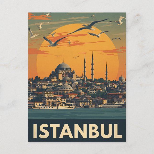 Vintage Istanbul Cityscape Postcard (Front)