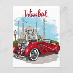 Vintage  istanbul Tower Turkey Travel watercolor  Postcard