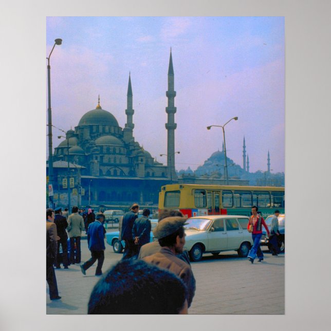 Vintage Istanbul, Traffic, Hagia Sophia Mosque Poster (Front)