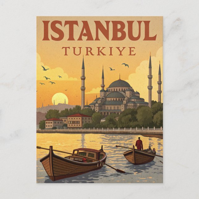 Vintage Istanbul Travel Postcard (Front)