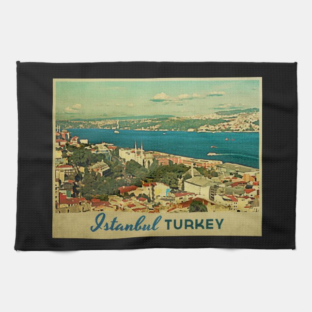 Vintage Istanbul Turkey Kitchen Towel (Horizontal)