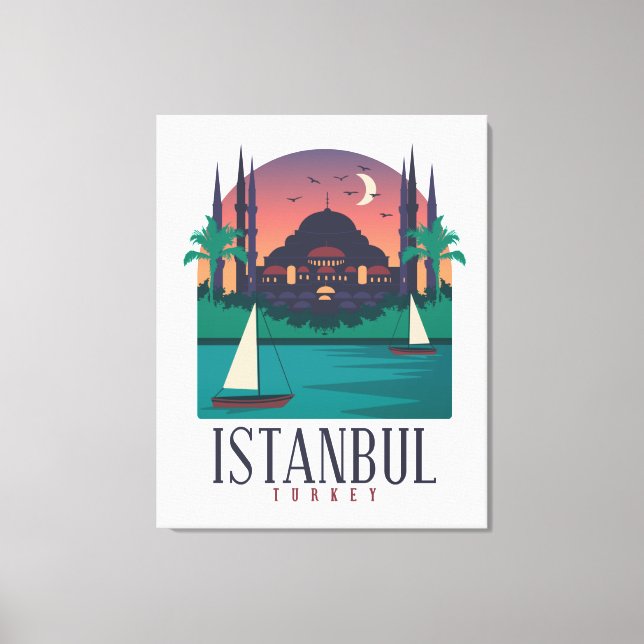 Vintage Istanbul Turkey Skyline       Canvas Print (Front)