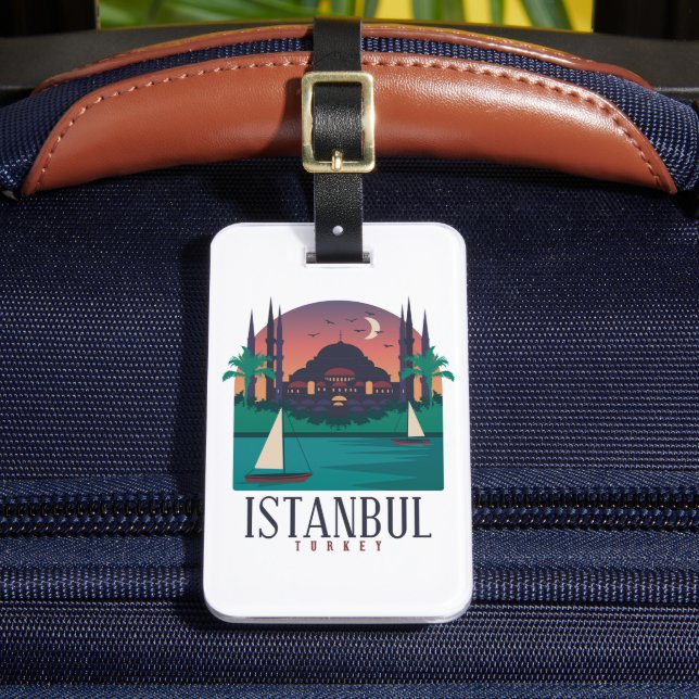 Vintage Istanbul Turkey Skyline   Luggage Tag (Front Insitu 2)