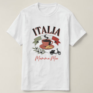 Vintage Italia Coffee, Retro Scooter & Mamma Mia T-Shirt