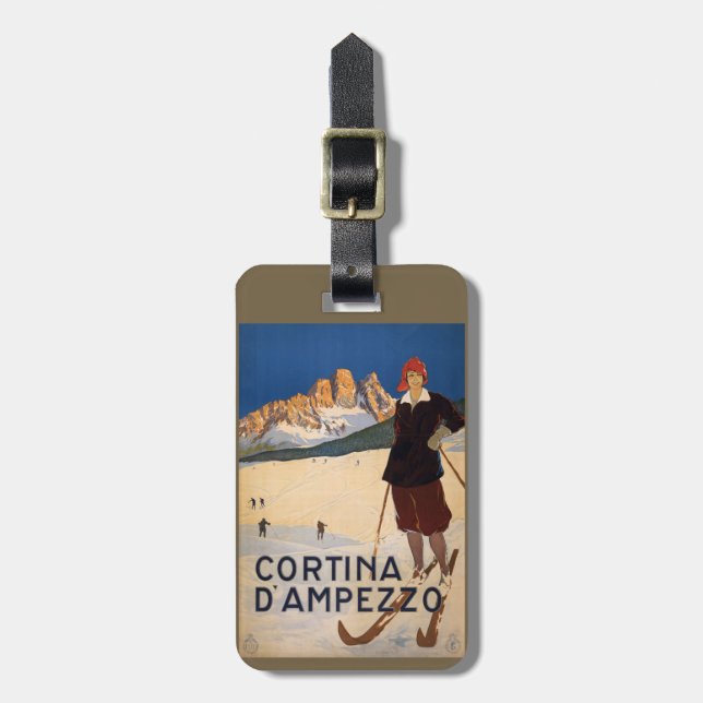 Vintage Italian Alps custom luggage tag (Front Vertical)