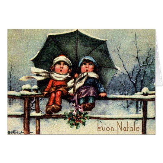Vintage Italian Buon Natale Christmas Card