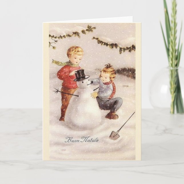 Vintage Italian Buon Natale Christmas Card (Front)