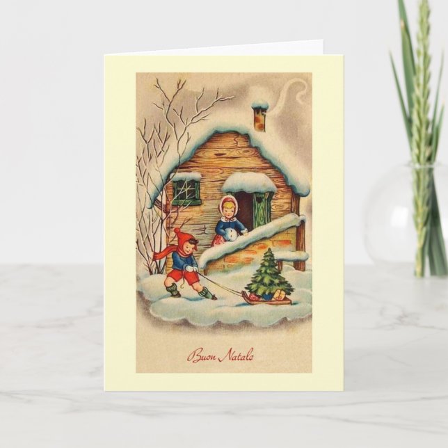 Vintage Italian Buon Natale Christmas Card (Front)