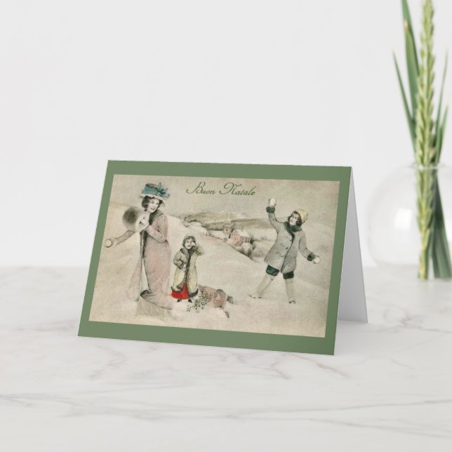 Vintage Italian Buon Natale Christmas Card (Front)