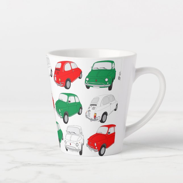 Vintage Italian Car Pattern Latte Mug (Right)