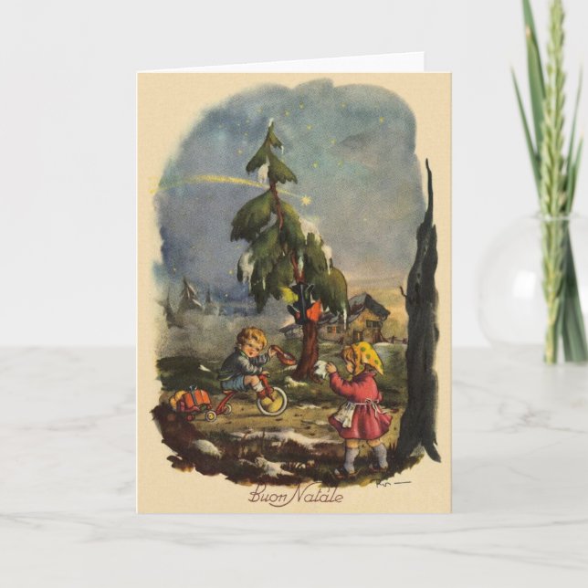 Vintage Italian Christmas Greeting Card (Front)
