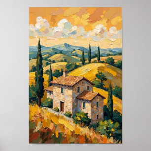 Vintage Italian Countryside Travel Art Poster