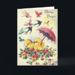 Vintage Italian Easter Card<br><div class="desc">Vintage Italian Easter greeting card.  Adorable little peeps with an umbrella,  lovely flowers,  birds and butterflies!  Buona Pasqua!  Sweet Italian Easter card!</div>