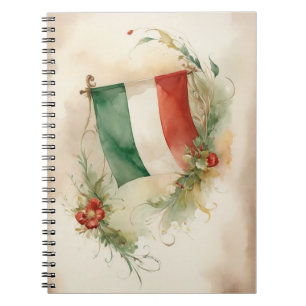 Vintage Italian Flag Watercolor   Notebook