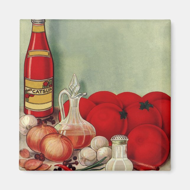 Vintage Italian Food Tomato Onions Peppers Catsup Magnet (Front)