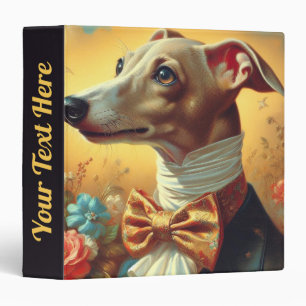 Vintage Italian Greyhound Dog Painting Binder